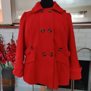 Women's Red Pea Coat